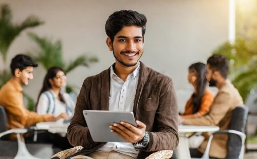 digital-learning-hub-smiling-indian-man-engages-with-tablet-amidst-student-community_29977-274